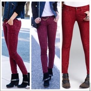 Free People Rust Jacquard Textured Skinny Jeans 🌺